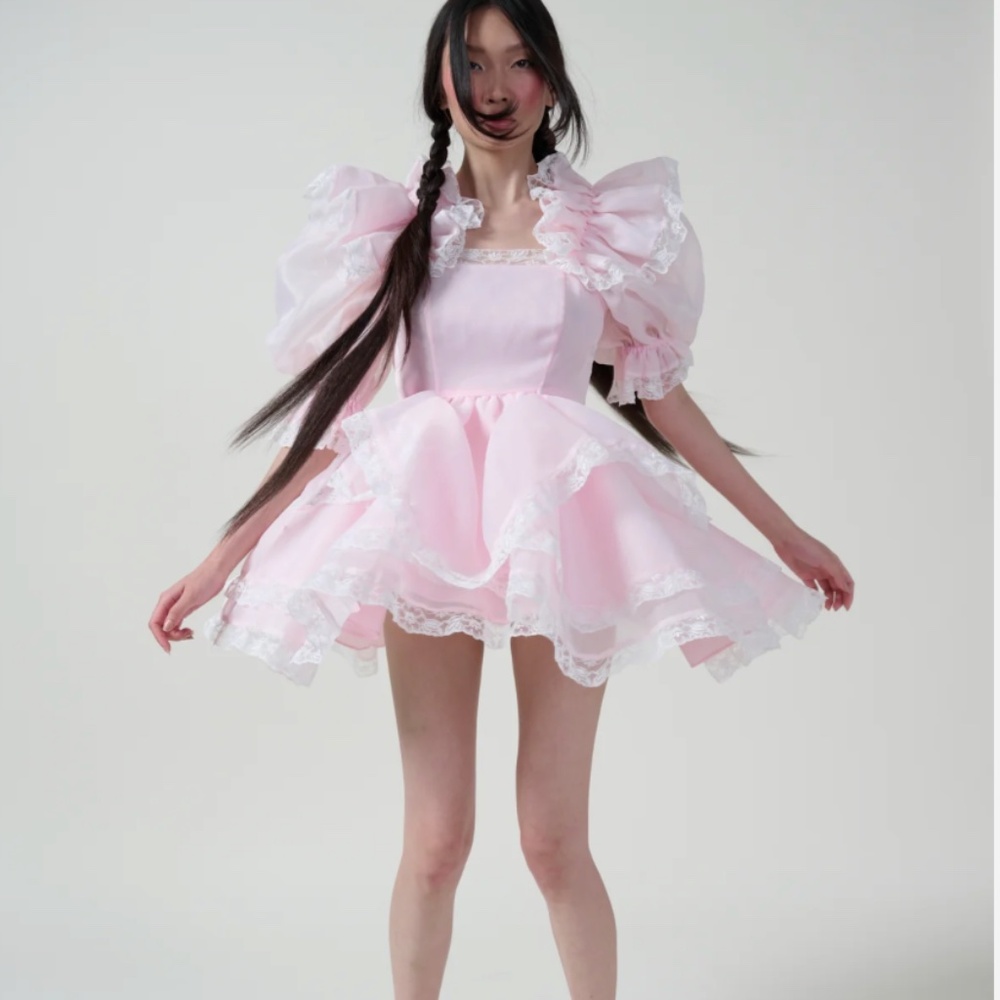 Selkie Duchess Sugarfrill Dress in Baby Soft Pink size Small - Picture 2 of 14